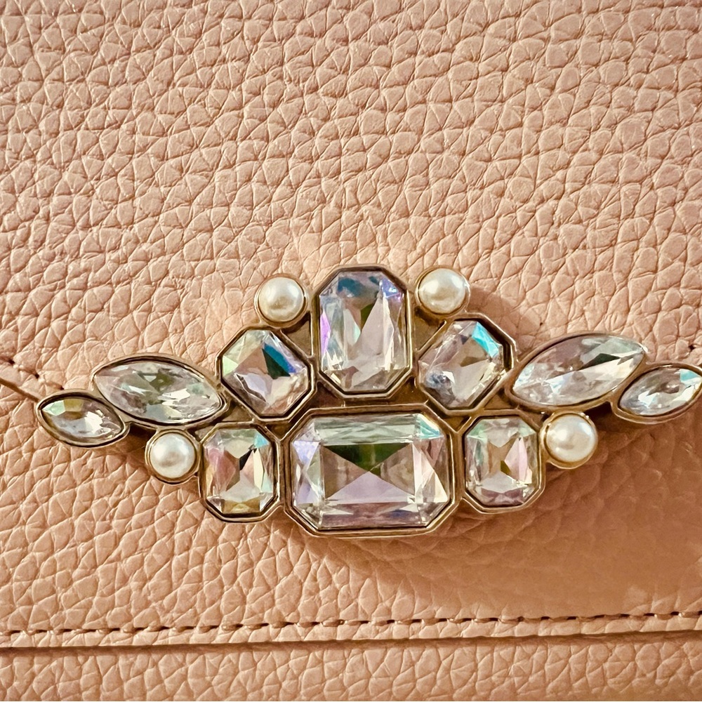 Elegant Pink Clutch/Crossbody with Jewel Accent - Picture 4 of 7
